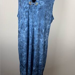 Michael Kors Blue sleeveless dress with Gold Accents